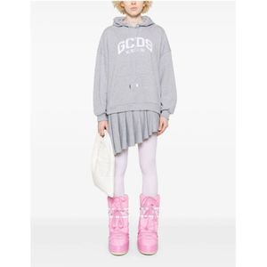 Gcds, Kleedjes, Dames, Grijs, M, Grijze Lounge Logo Hoodie Mini Jurk