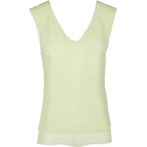 Alysi, Crepe Blouse met V-hals en Uitlopende Snit Groen, Dames, Maat:XS