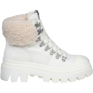 Ash, Schoenen, Dames, Wit, 38 EU, Suède, Leren en suède Shearling Enkellaarzen