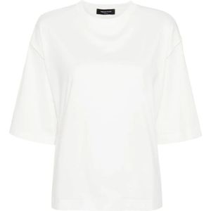 Fabiana Filippi, Tops, Dames, Wit, XS, Katoen, Witte Katoenen T-shirts en Polos met Kettingdetail