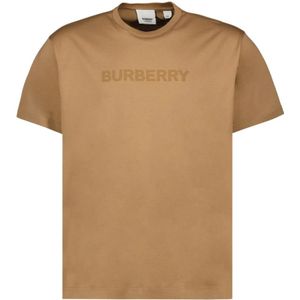 Burberry, Tops, Heren, Bruin, XL, Katoen, Logo T-shirt