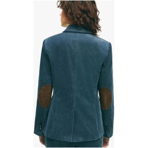 Brooks Brothers, Jassen, Dames, Blauw, 3Xs, Katoen, Blauwe Stretch Katoenen Corduroy Blazer