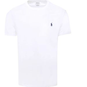 Polo Ralph Lauren, Tops, Heren, Wit, XL, Katoen, Geborduurd Logo Katoenen T-Shirt