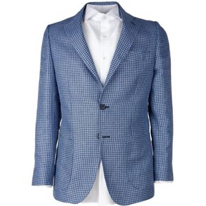 Loro Piana, Jassen, Heren, Blauw, L, Wol, Klassieke Houndstooth Jas