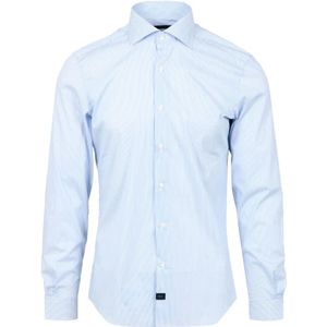 Fay, Blauw Katoenen Overhemd met Lange Mouwen Wit, Heren, Maat:S
