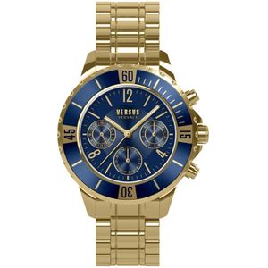 Versus Versace, Accessoires, Heren, Geel, ONE Size, Tokyo Chrono Chronograaf Horloge Goud/Blauw