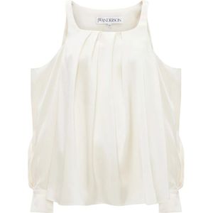 JW Anderson, Blouses & Shirts, Dames, Wit, S, Off-White Blouse met Plooien