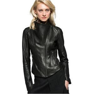 Vespucci by Vsp, Jassen, Dames, Zwart, 2Xs, Katoen, Alba - Black Leather Leren Jas