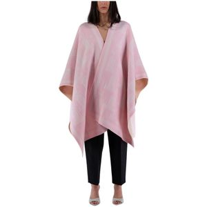 Lanvin, Double Face Wol Poncho JL 3D Roze, Dames, Maat:ONE Size