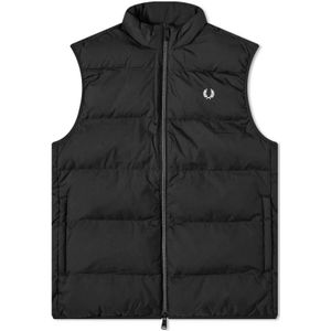 Fred Perry, Gevoerde Gilet met Rits Zwart, Heren, Maat:S