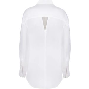 Calvin Klein, Blouses & Shirts, Dames, Wit, M, Polyester, Crêpe Shirt met Uitgesneden Achterkant