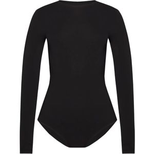 Maison Margiela, Lange mouwen bodysuit van stretch gebreide stof Zwart, Dames, Maat:M