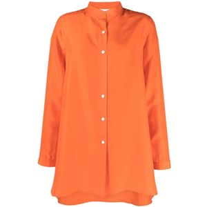 P.a.r.o.s.h., Oranje Zijden Plooi Jurk Oranje, Dames, Maat:M