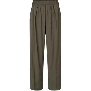 Samsøe Samsøe, Broeken, Dames, Bruin, XS, Polyester, Wijde Pijp Elastische Taille Broek