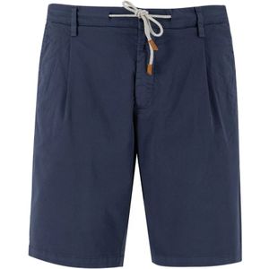 Eleventy, Korte broeken, Heren, Blauw, W38, Katoen, Jogger Bermuda Shorts met contrasterende kleuren