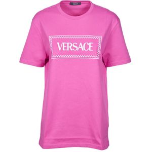 Versace, Tops, Dames, Paars, S, Metalen Pinafore T-shirts en Polos