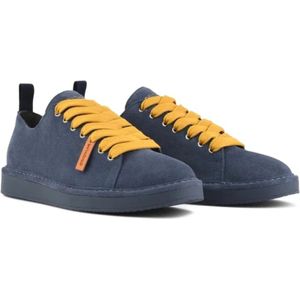 Panchic, Schoenen, Heren, Blauw, 44 EU, Suède, Blauw-gele suède veterschoenen