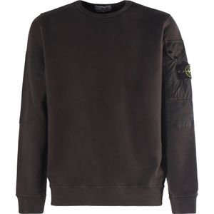 Stone Island, Sweatshirts & Hoodies, Heren, Grijs, L, Katoen, Katoenen Sweatshirt Ronde Kraag Regular Fit