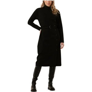 Simple, Kleedjes, Dames, Zwart, S, Rayon, Eef Jer-rayon Midi Jurk Zwart