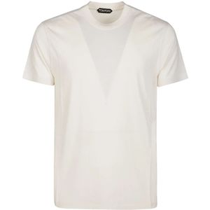 Tom Ford, Tops, Heren, Beige, XL, Aw 100 Ecru T-Shirt - Stijlvol en Comfortabel