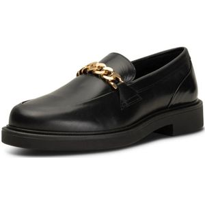 Shoe the Bear, Schoenen, Dames, Zwart, 36 EU, Leer, Gladleren loafer met gouden kettingdetail