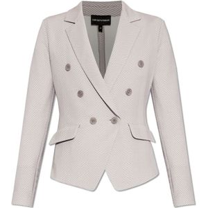 Emporio Armani, Blazer met visgraatpatroon Grijs, Dames, Maat:2XS