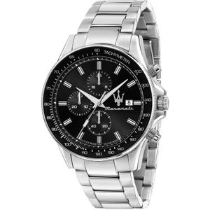 Maserati, Chronograaf & Datum Roestvrij Stalen Horloge Grijs, Heren, Maat:ONE Size