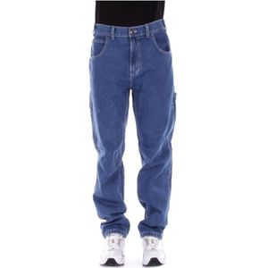Dickies, Jeans, Heren, Blauw, W33, Denim, Denim Jeans met Logo Achterzak