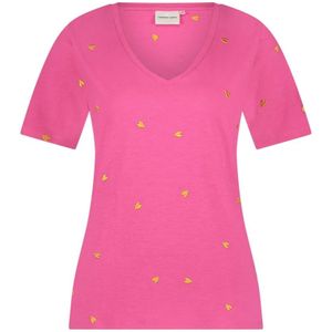 Fabienne Chapot, Phil V-neck Orange Heart T-shirt Roze, Dames, Maat:L