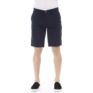 Baldinini, Korte broeken, Heren, Blauw, S, Katoen, Blauwe Katoenen Bermuda Shorts met Rits