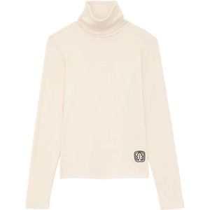 Ines De La Fressange Paris, Truien, Dames, Beige, XS, Katoen, Matthieu ecru turtleneck top - Matthieu ecru turtleneck top