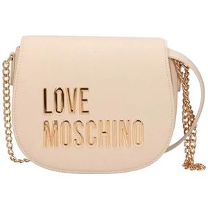 Moschino, Tassen, Dames, Beige, ONE Size, Leer, Ivoor Schoudertas met Gouden Details