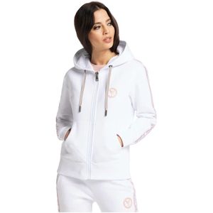 Carlo Colucci, Sweatshirts & Hoodies, Dames, Wit, XL, Unieke Zip-through Sweatshirt voor Vrouwen