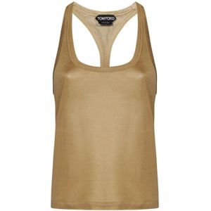 Tom Ford, Gouden Zijden Racerback Top Geel, Dames, Maat:S