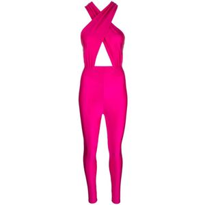 Andamane, Fuchsia Open Rug Jumpsuit Roze, Dames, Maat:M