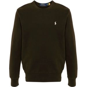 Polo Ralph Lauren, Sweatshirts & Hoodies, Heren, Groen, XL, Katoen, Groene Crewneck Sweater met Geborduurde Pony