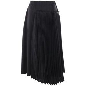 Noir Kei Ninomiya, Zwarte Wollen Geplooide Midi Rok Zwart, Dames, Maat:S