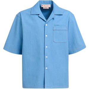 Marni, Overhemden, Heren, Blauw, L, Katoen, Katoenen overhemd met borstzak