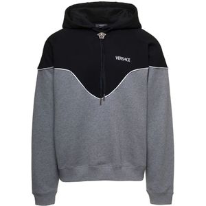 Versace, Sweatshirts & Hoodies, Heren, Grijs, L, Katoen, Grijze Sweaters