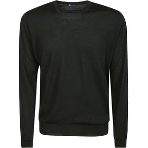 Hindustrie, Truien, Heren, Groen, M, Wol, Groene Merino Wol Crewneck Trui