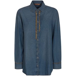 Ermanno Scervino, Blouses & Shirts, Dames, Blauw, S, Katoen, Blauw Katoen Klassieke Kraag Shirt