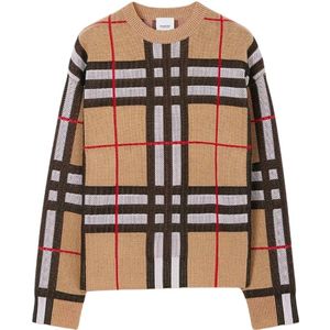 Burberry, Truien, Dames, Veelkleurig, M, Luxe Ronde-hals Gebreide Trui voor Vrouwen