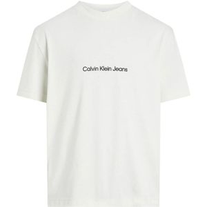 Calvin Klein Jeans, Tops, Heren, Beige, XL, Katoen, Heren T-shirt Lente/Zomer Collectie