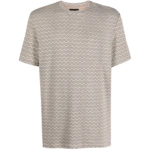 Giorgio Armani, Tops, Heren, Beige, XL, Elegant Multicolor Heren T-shirt