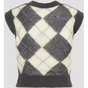 Marni, Truien, Dames, Veelkleurig, S, Wol, Endive V Neck Sweater