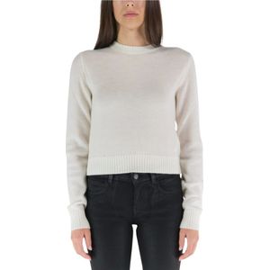 Jil Sander, Comfortabele en stijlvolle gebreide trui met ronde hals Wit, Dames, Maat:M