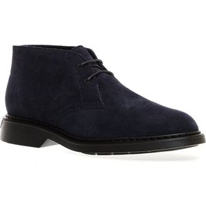 Hogan, Schoenen, Heren, Blauw, 40 1/2 EU, Suède, Blauwe Suède Geribbelde Enkellaars - Maat 39