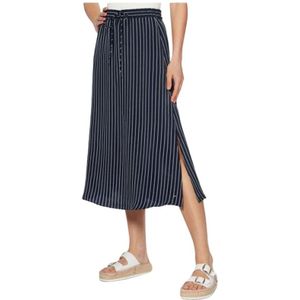 Tommy Hilfiger, Rokken, Dames, Blauw, M, Gestreekte Cupro Rok met Verstelbare Taille