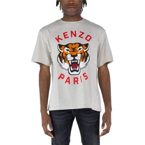 Kenzo, Lucky Tiger Oversize T-Shirt Grijs, Dames, Maat:M