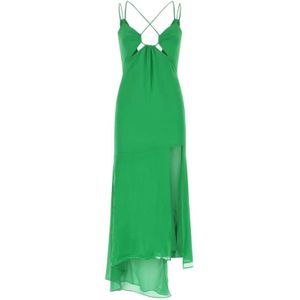 Andamane, Groene rek zijden jurk Groen, Dames, Maat:S